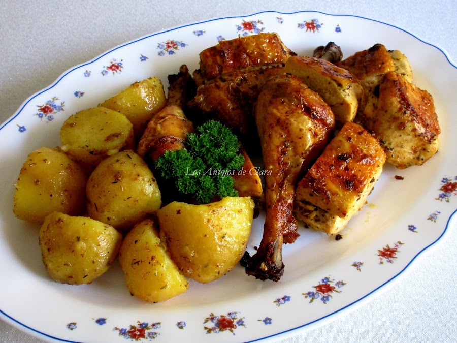 Pollo asado con hierbas provenzales y limón