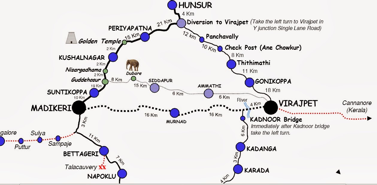 madikeri tourist places map with distance