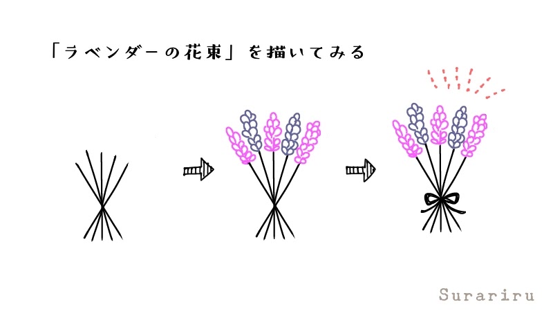 簡単なラベンダーの花のイラストの描き方 ボールペンイラストと水彩 遠北ほのかのsurariru