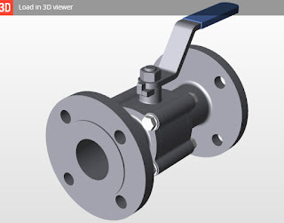 Three piece ball valve DN50 PN16 | 3D Model CAD flie for download free