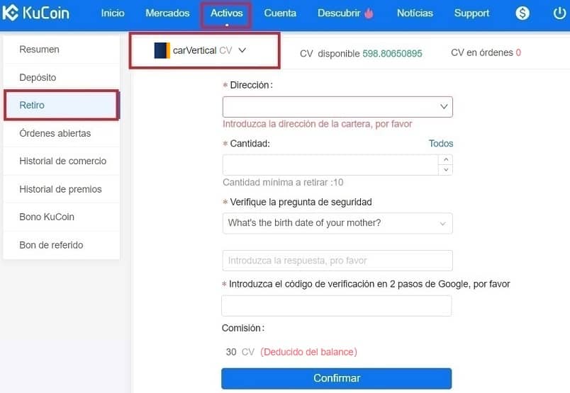 Comprar carVertical (CV) en Kucoin con Dolares y Euros Comprar carVertical (CV) Criptomoneda y enviar a wallet paso a paso