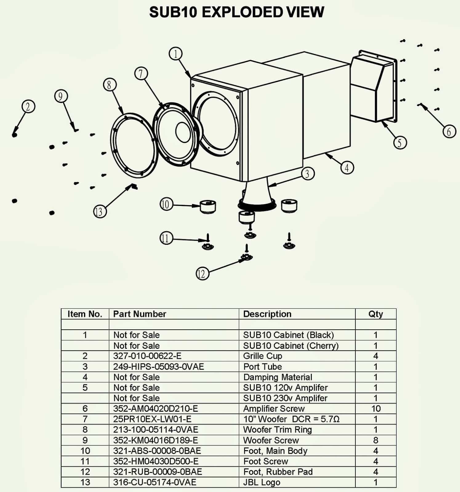 JBL SUB-10 SUB-WOOFER - SCHEMATIC [CIRCUIT DIAGRAM] - AMP-SUBWOOFER