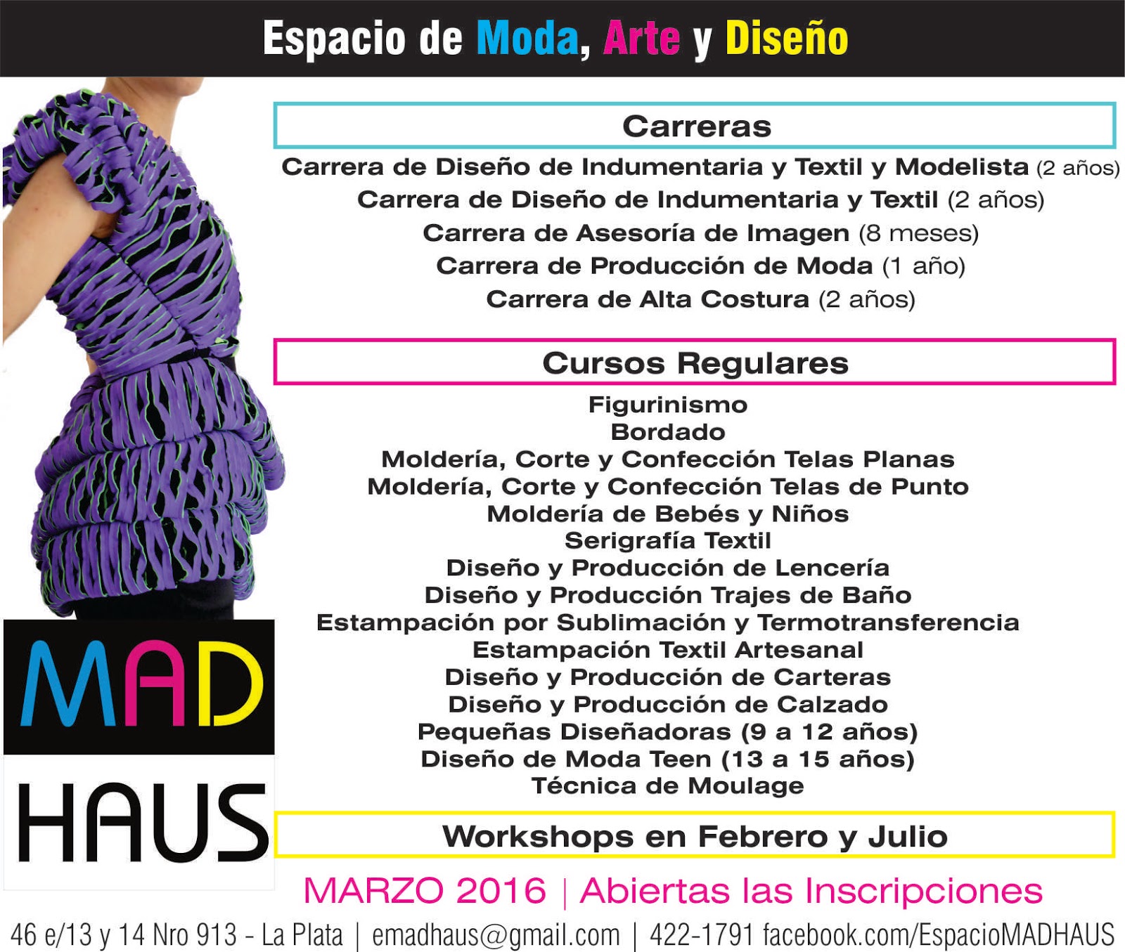MADHAUS: Carreras, Cursos de Diseño de Indumentaria y Moda | La Plata |  MADHAUS | Marzo 2016