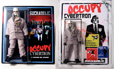 “Occupy Cybertron” 1 Percent 8 inch Mego-style Action Figure by Sucklord - Standard Edition Blister Card & Deluxe Edition Wood Mounted