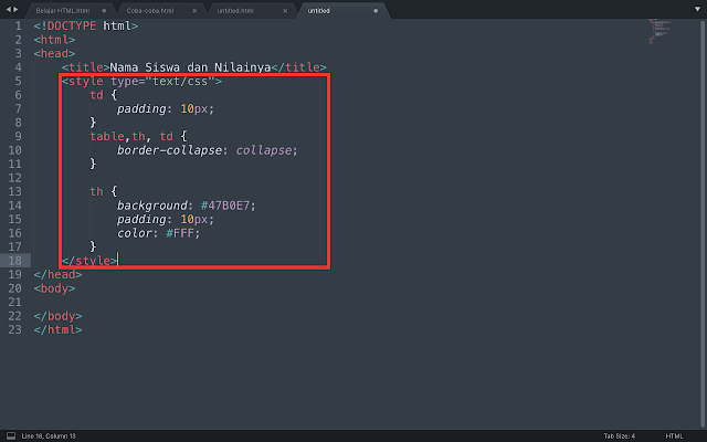 Bagaimana Cara Membuat Tabel di Sublime Text (HTML) - Blog.OON
