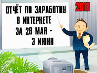 Отчёт по заработку в Интернете за 28 мая - 3 июня 2018 года Отчёт по заработку в Интернете за 28 мая - 3 июня 2018 года