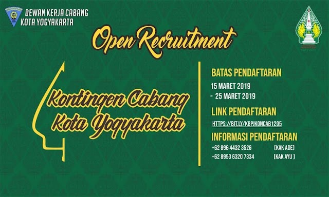 Open Recruitment Kontingen Kota Yogyakarta untuk KBPJ 2019