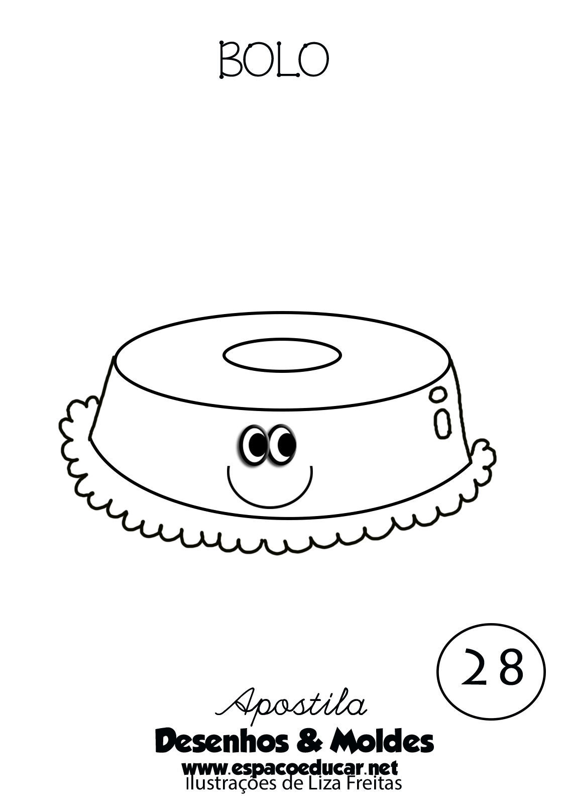 DESENHO DE BOLO PARA COLORIR, PINTAR, IMPRIMIR CLIPART-ESPAÇO EDUCAR