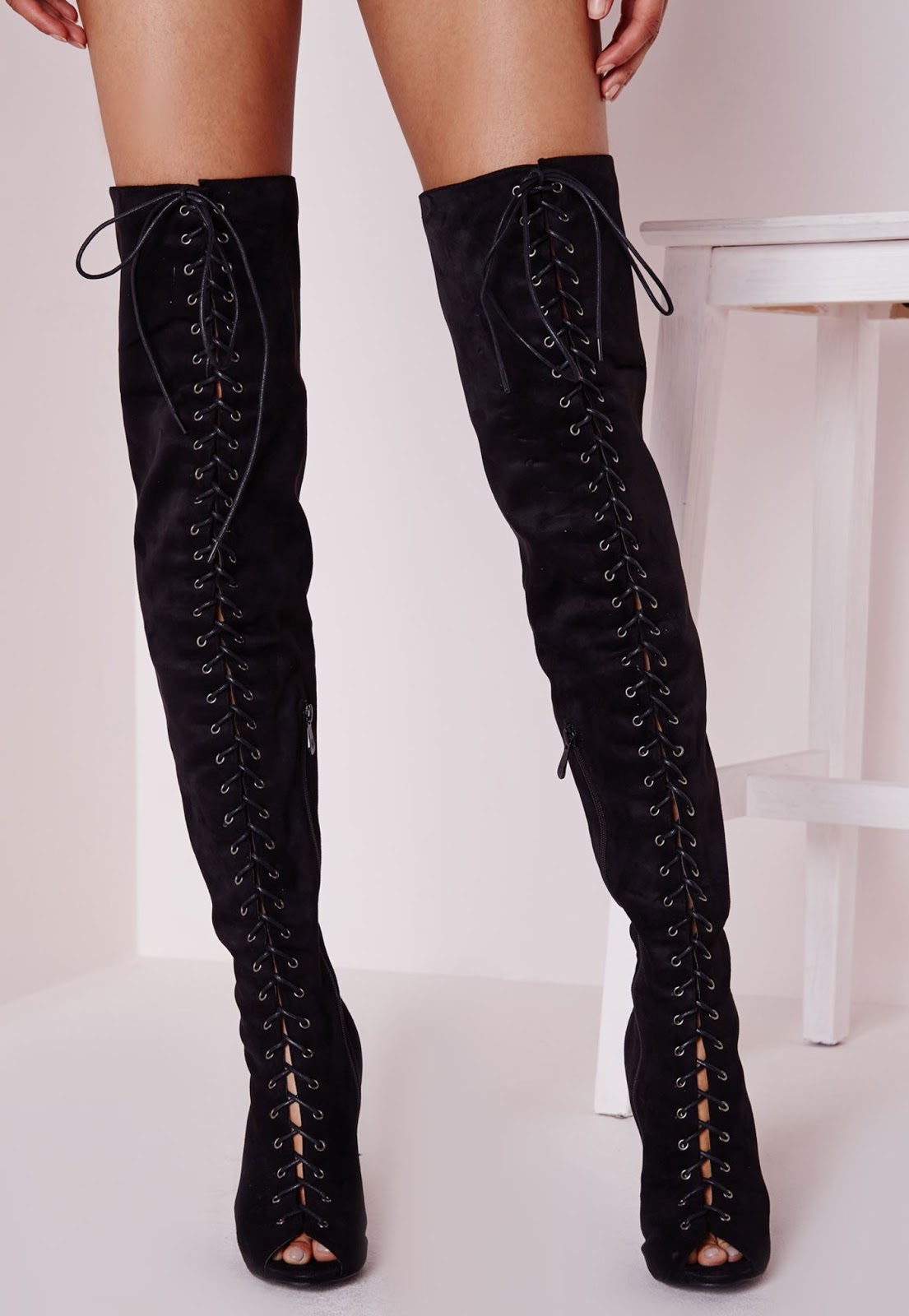 Over The Knee Lace Up Heels