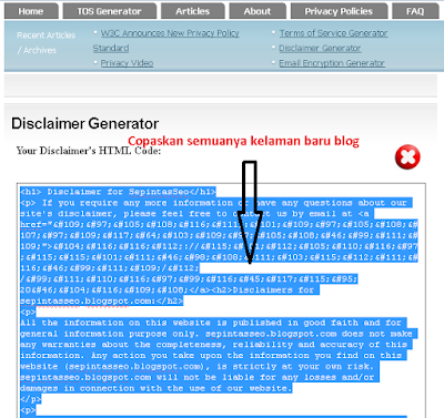Cara mudah membuat laman Disclaimer di Blog Cara mudah membuat laman Disclaimer di Blog