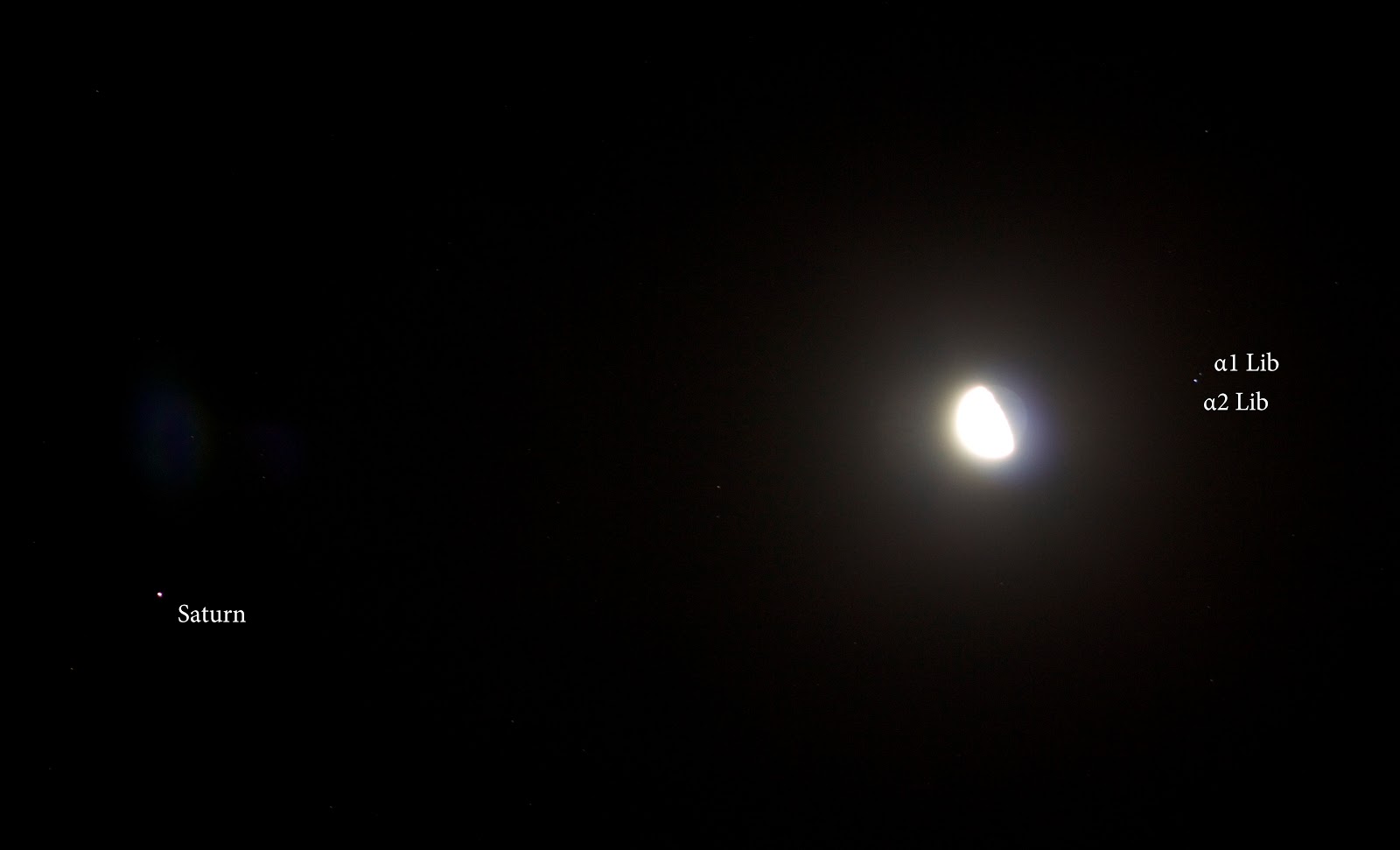 Third Quarter Moon with Saturn and Alpha Librae