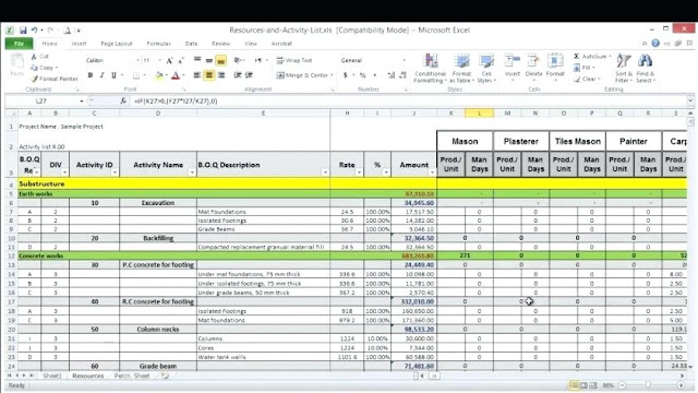 project and resource planning excel template