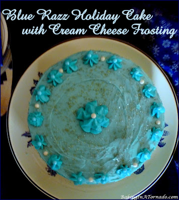 Blue Razz Holiday Cake with Cream Cheese Frosting, a beautiful cake for any occasion | Recipe developed by www.BakingInATornado.com | #recipe #cake