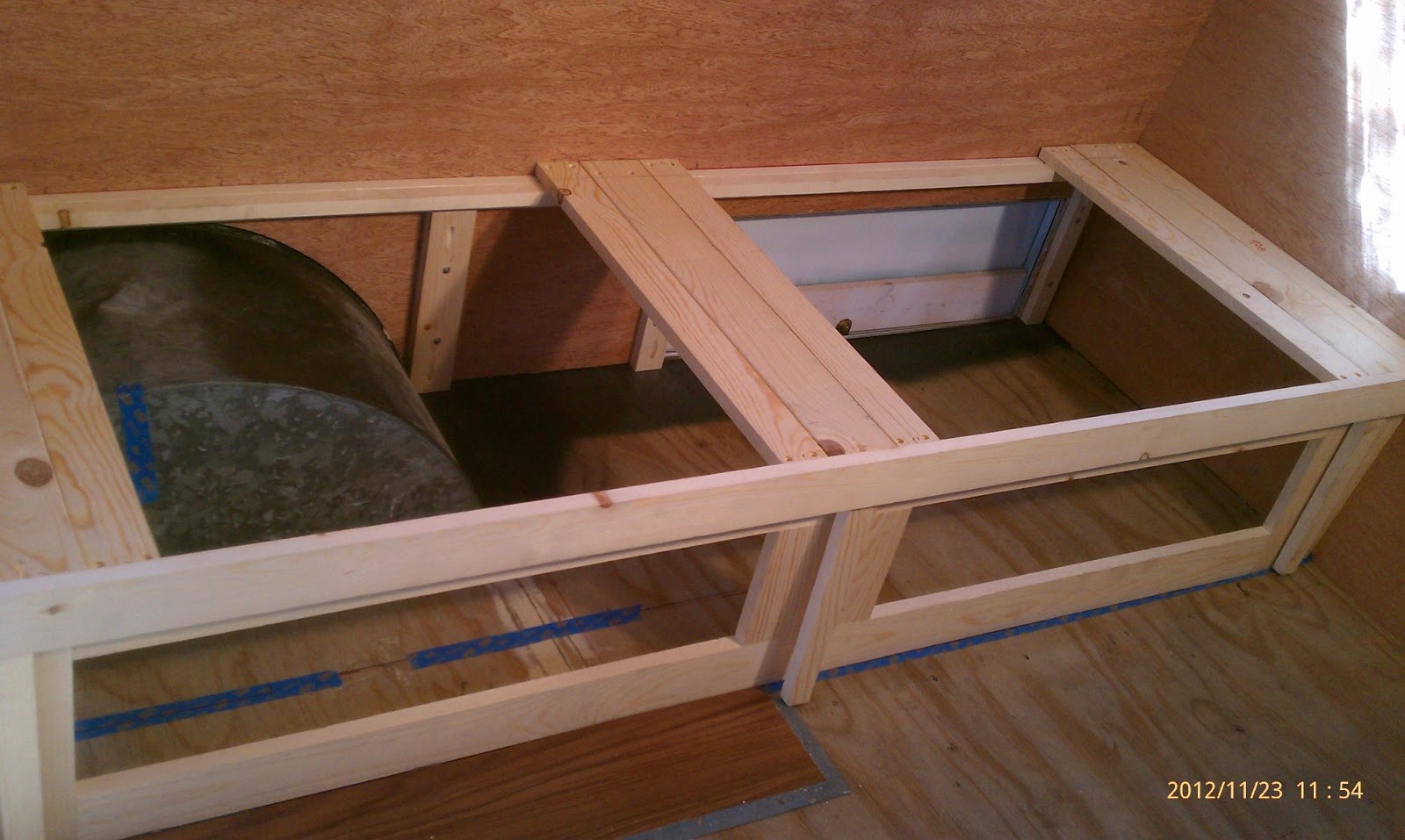 1964 Shasta 16SC Trailer Project Gaucho Bed and Bench.