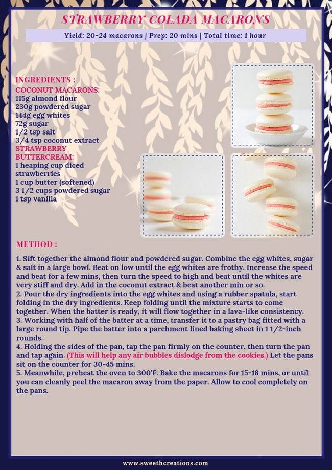 SHC’s 10 FANCY MACARONS YOU ABSOLUTELY CAN & SHOULD BAKE STRAWBERRY COLADA MACARONS RECIPE