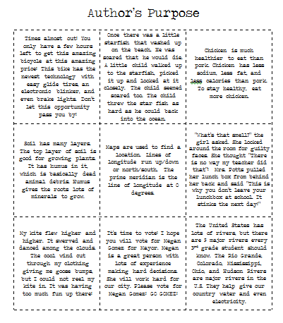 Our Cool School: Author's Purpose Sort Take 2!
