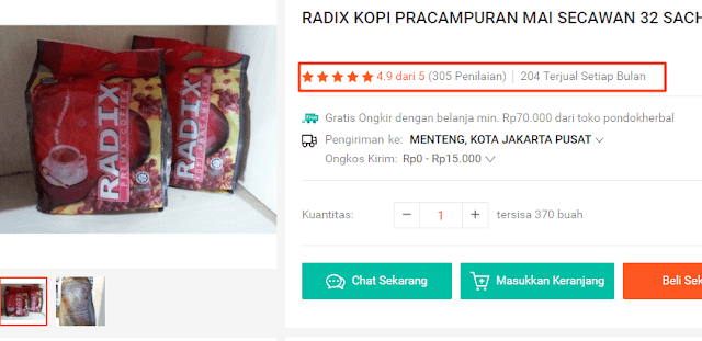 penjualan kopi radix pracampuran