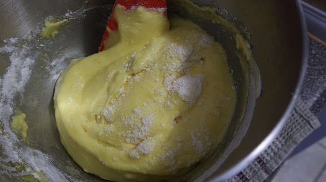 Mixing of the macaron batter