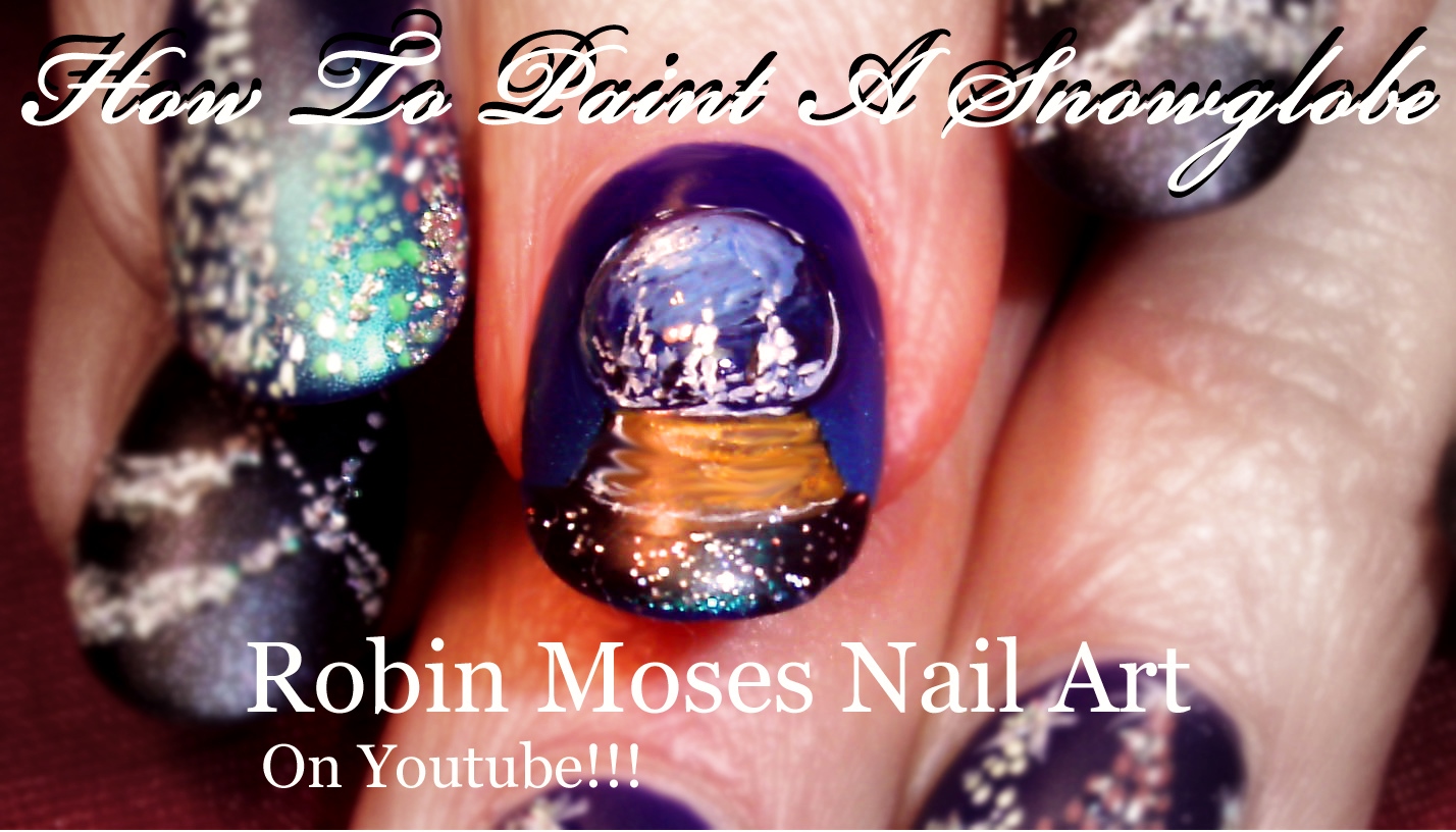 Nail Art by Robin Moses How to Paint a Christmas Snowglobe! "snowglobe