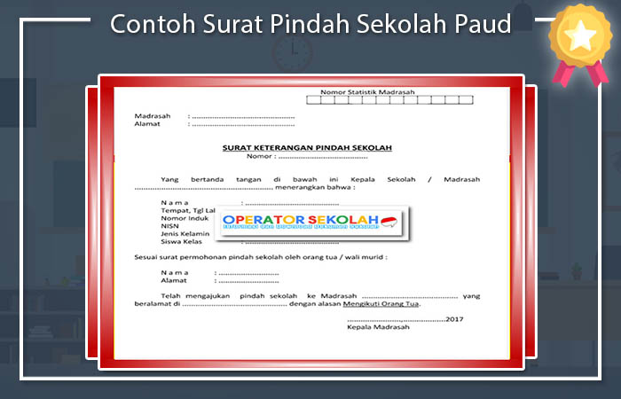 Download Contoh Surat Keterangan Pindah Sekolah Anak PAUD 