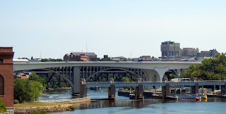 Views of the new Interstate 35 from the Stone Arch Bridge in Minnesota