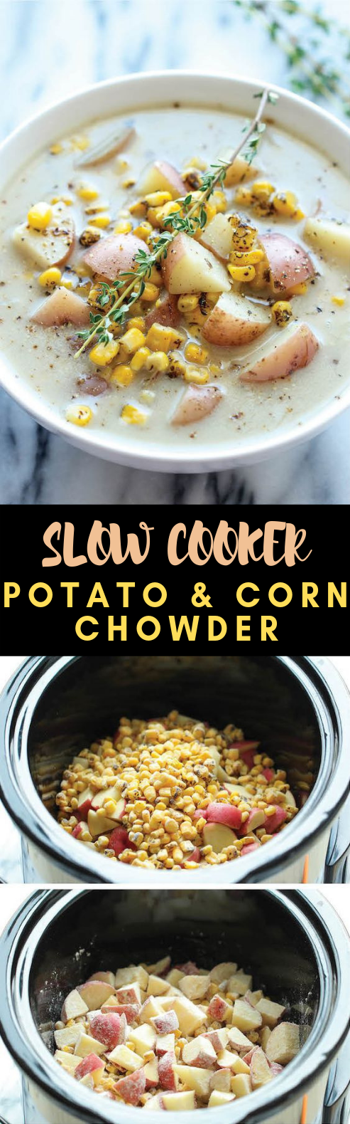 SLOW COOKER POTATO AND CORN CHOWDER #Vegetarian #Crockpot SLOW COOKER POTATO AND CORN CHOWDER #Vegetarian #Crockpot