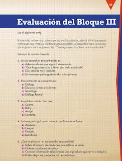 Apoyo Primaria Español 4to Bloque III Evaluación del Bloque III