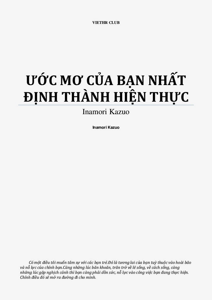 Ước Mơ Của Bạn Nhất Định Thành Hiện Thực - Inamori Kazuo Ước Mơ Của Bạn Nhất Định Thành Hiện Thực - Inamori Kazuo