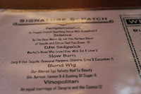 Cocktail menu at Boston Chops, Boston, Mass.