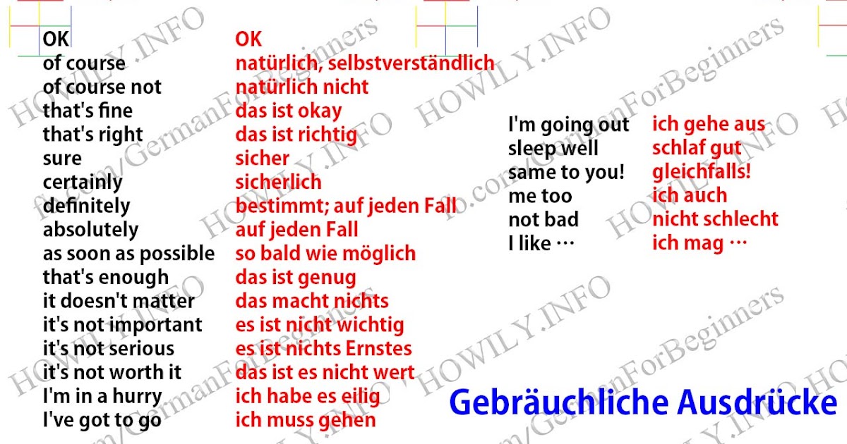Gebräuchliche Ausdrücke auf Deutsch