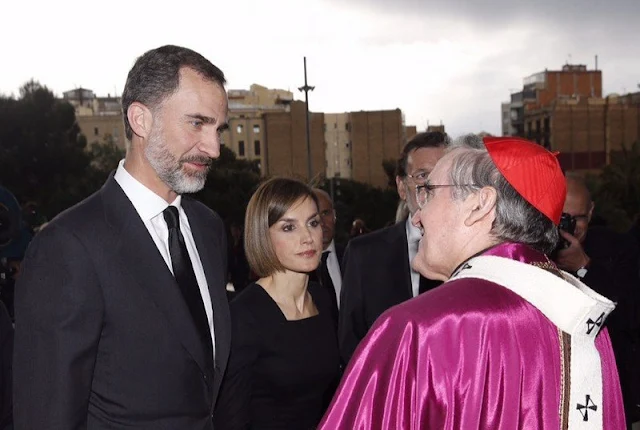 King Felipe of Spain and Queen Letizia of Spain attended the memorial service for the 150 victims of the Germanwings crash at the Sagrada Familia Cathedral