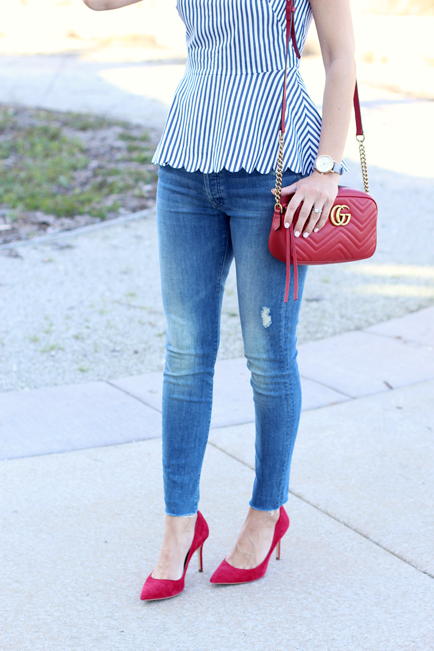 Peplum + pops of red - Lilly Style
