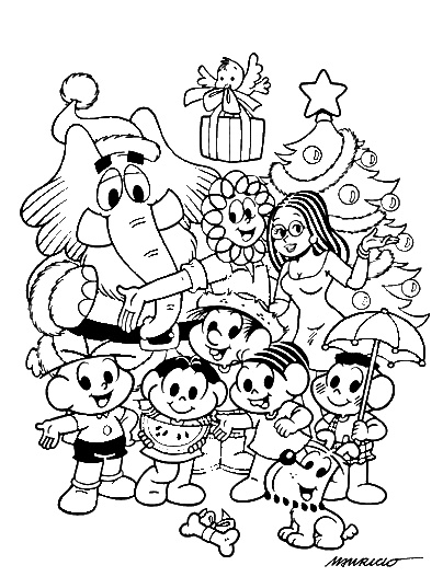 desenho de natal da turma da monica / desenhos de natal / turma da monica 