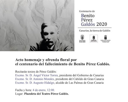 Sábado 4  de Enero 12.00 H Homenaje a Benito Pérez Galdos