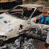 Carro pega fogo e fica totalmente destruído em Quixabeira