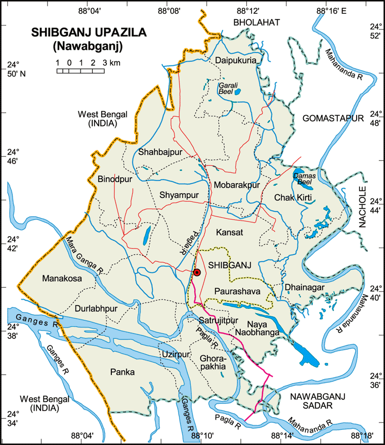 Shibganj Upazila Map Nawabganj District Bangladesh