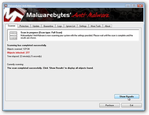 حذف البرمجيات الخبيثة باستخدام برنامج Malwarebytes