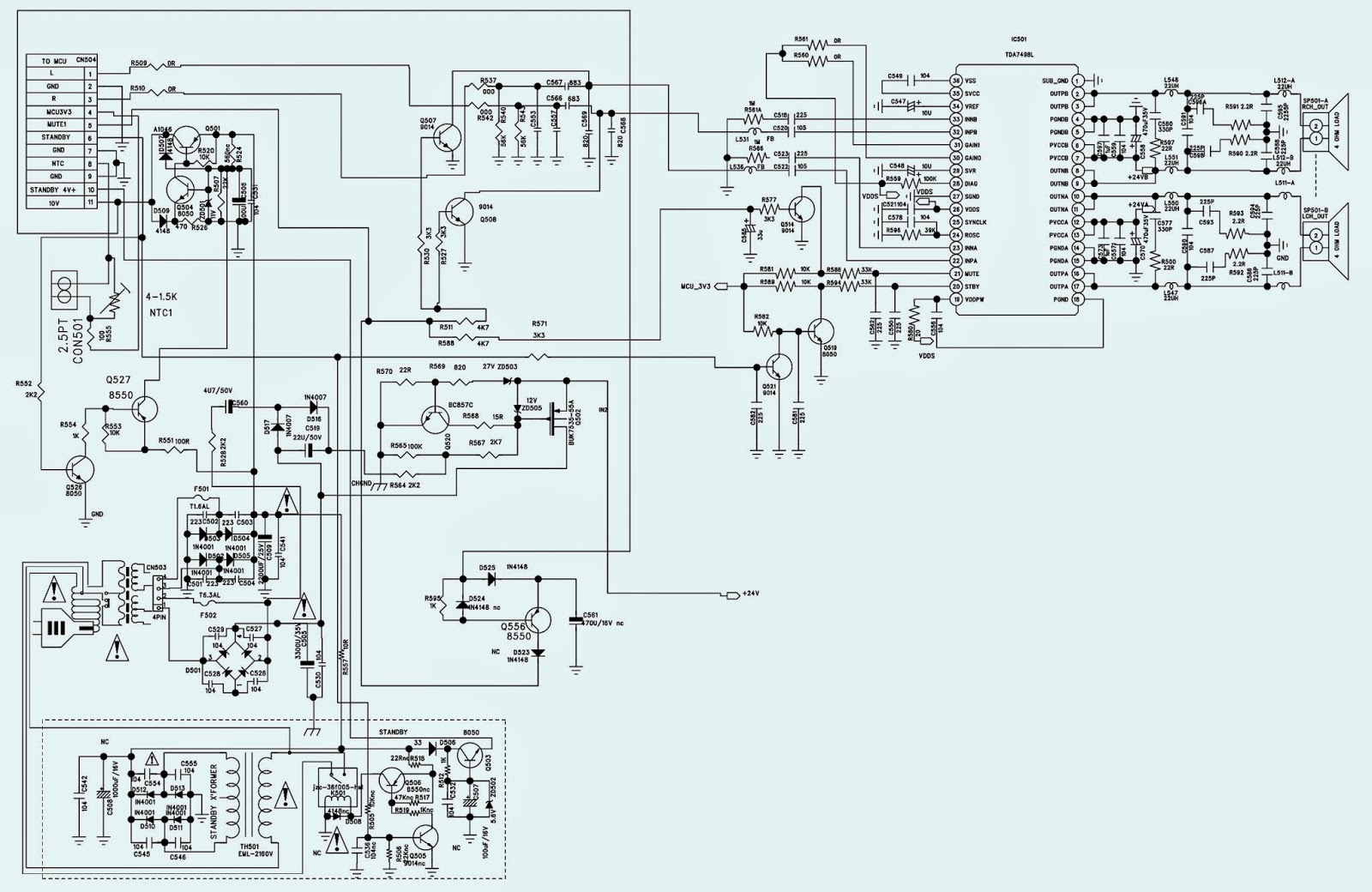 PHILIPS FWM210X - POWER & AMP - SCHEMATIC [CIRCUIT DIAGRAM] - (120W
