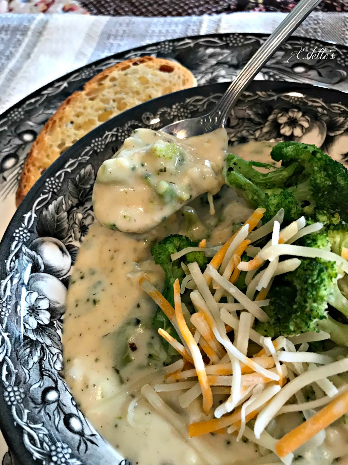 Estelle's BROCCOLI CHEESE SOUP WITH A GOURMET TOUCH