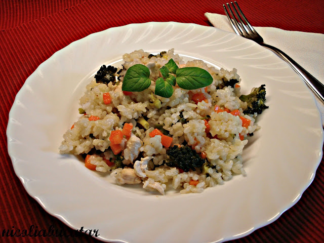 RIZOTO CU PIEPT DE PUI SI BROCOLI