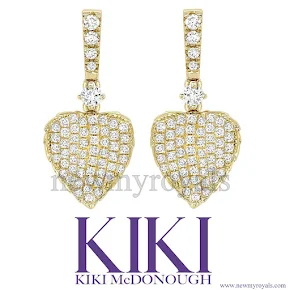 Kate Middleton wore Kiki Lauren Yellow Gold Pave Diamond Leaf Earrings