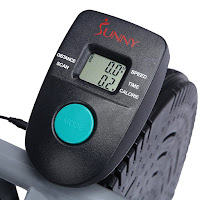 LCD digital fitness monitor on Sunny SF-B2618 displays time, speed, distance, calories, scan