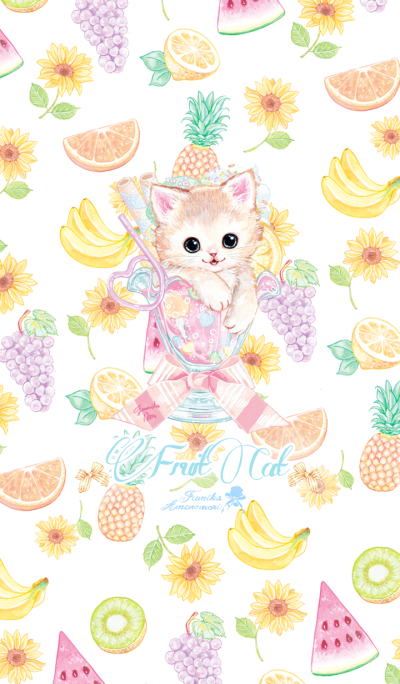 Cat and fresh fruit