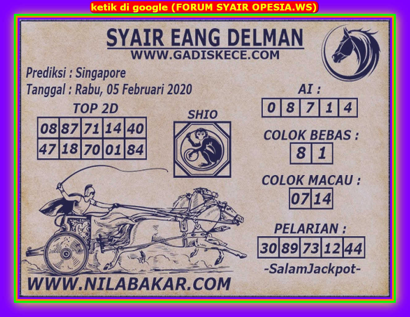 Syair sgp 5 Februari 2020 KODE SYAIR SGP SYAIR HK SYAIR