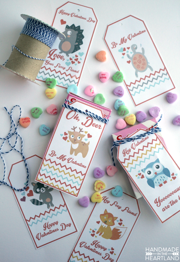 valentine tags with woodland animals