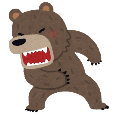 攻撃する熊のイラスト