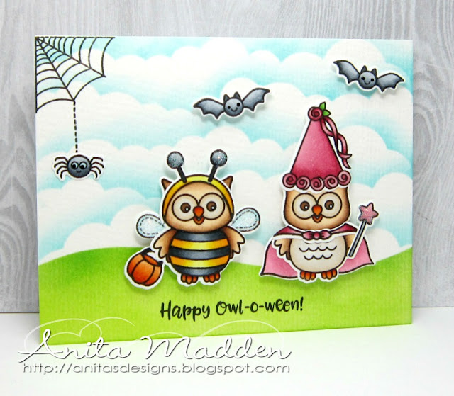 Sunny Studio Stamps: Happy Owl-o-ween and Missing Ewe Halloween Cards by Anita Madden 