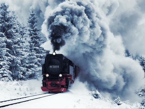 Image result for gif Old Fashioned Train going through snow gif