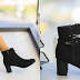 Botine dama elegante ieftine din piele intoarsa negre cu toc