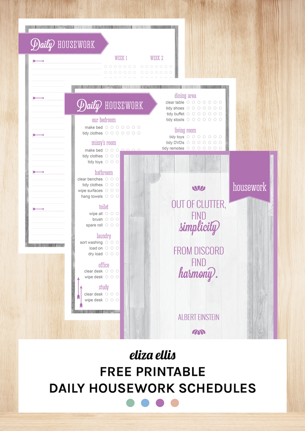 Free Printable Daily Housework Schedules: Free Printables and 8 Step Guide to Creating Your Perfect Daily Cleaning Schedule by Eliza Ellis